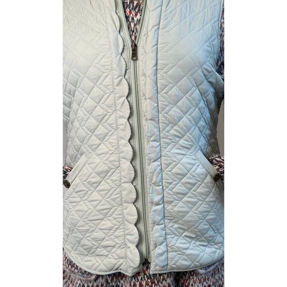 Light Blue Quilted Scallop Vest for Women - Puffer Style with Pockets size M - Picture 5 of 9